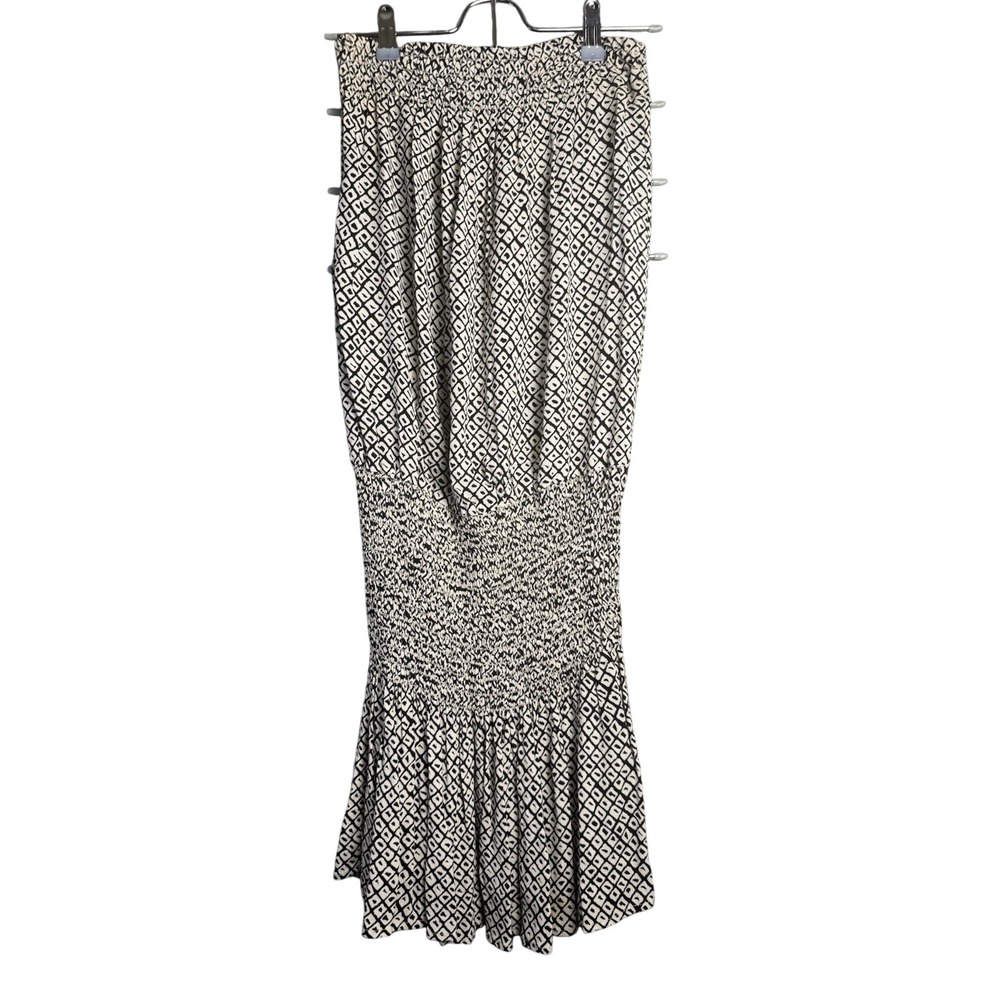 Blue Life Good Karma‎ Mini Strapless Smocked Tube Dress Black White Boho MEDIUM